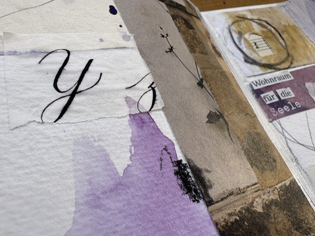 collage mit text "wohnraum für die Seele"